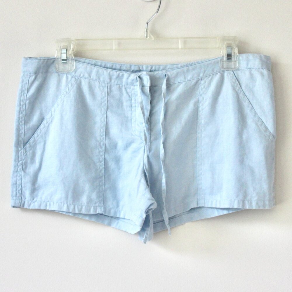 Mossimo 100% Linen Light Blue Drawstring Shorts with Pockets Extra Small